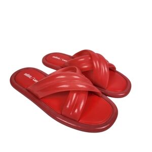 Melissa Larrouďe Cali Cross Strap Slide Sandals Coral Pink Vegan Womens Size 9